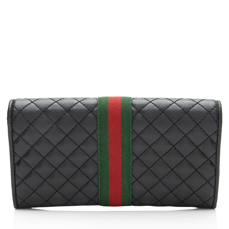 Gucci Quilted Leather GG Marmont Web Trapuntata Continental Wallet