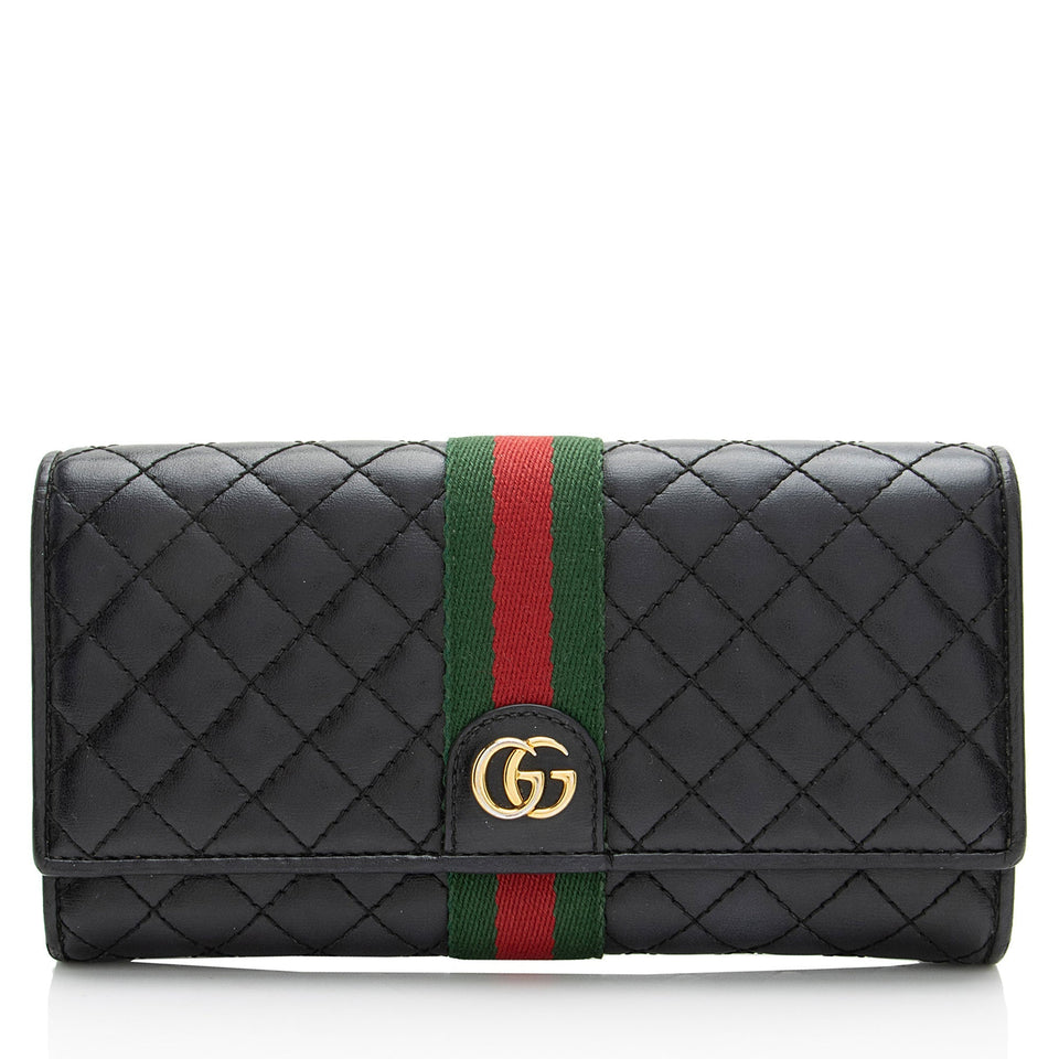 Gucci Quilted Leather GG Marmont Web Trapuntata Continental Wallet