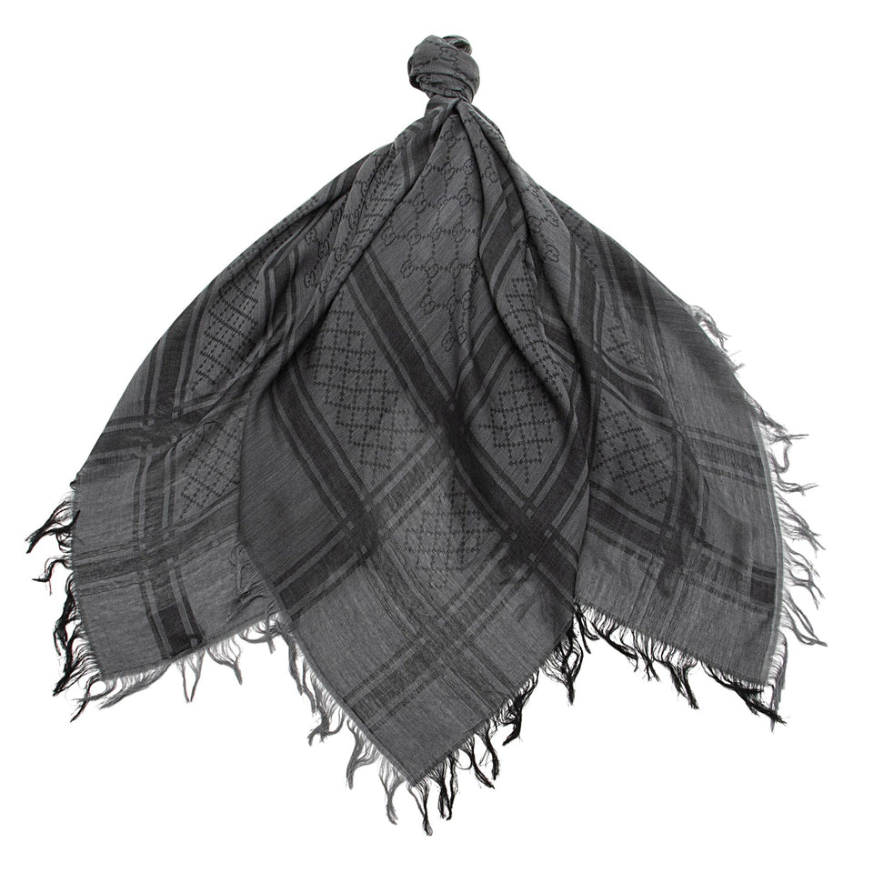 Gucci Silk Wool GG Diamante 140cm Shawl