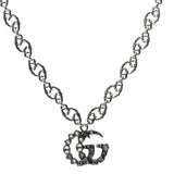 Gucci GG Crystal Marmont Necklace Aged Silver
