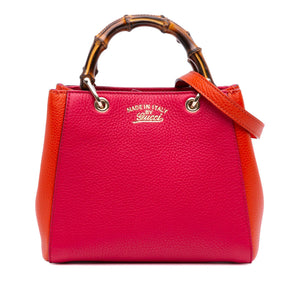 Gucci Small Bicolor Calfskin Bamboo Shopper Satchel