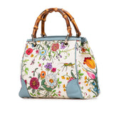 Gucci Small Canvas Flora Bamboo Shopper Satchel