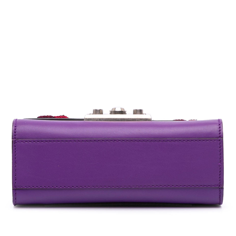 Gucci Small Embroidered Calfskin Tiger Strawberry Padlock Crossbody