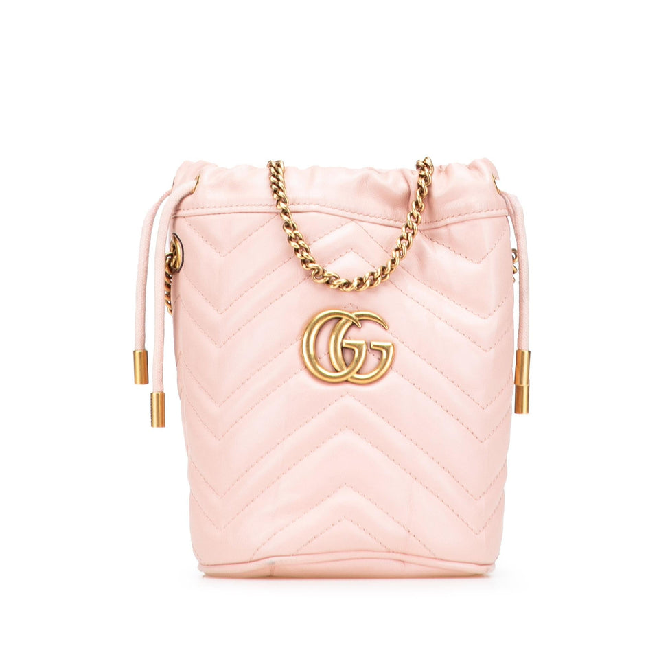 Gucci Small GG Marmont Leather Matelasse Bucket Bag