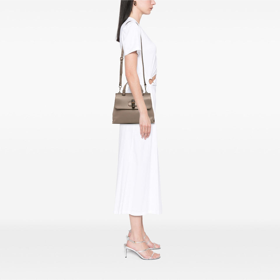 Gucci Small Leather Bamboo Daily Satchel