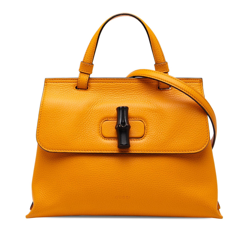Gucci Small Leather Bamboo Daily Satchel