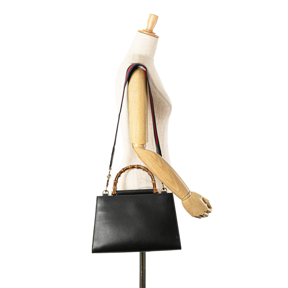 Gucci Small Leather Bamboo Nymphaea Satchel