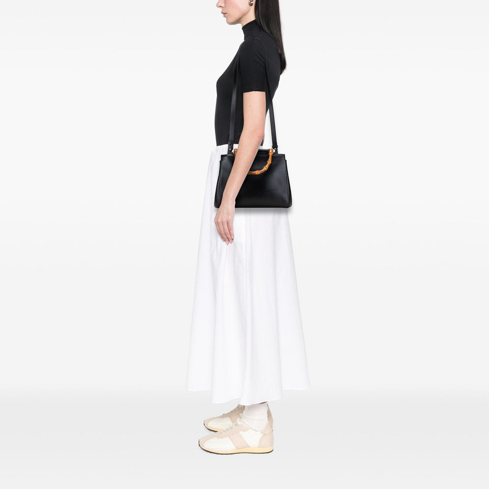 Gucci Small Leather Bamboo Nymphaea Satchel