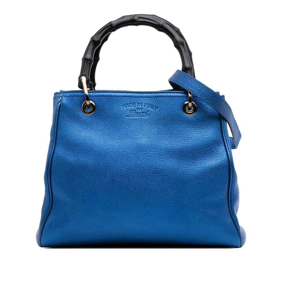 Gucci Small Metallic Calfskin Bamboo Shopper Satchel