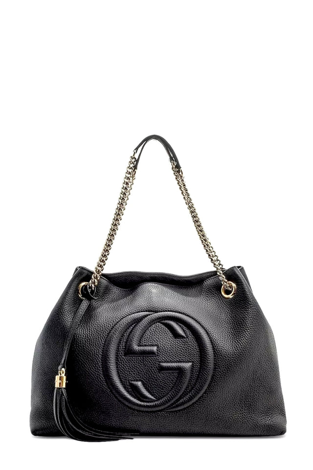 Gucci PEBBLED CALFSKIN LEATHER MEDIUM SOHO CHAIN BAG