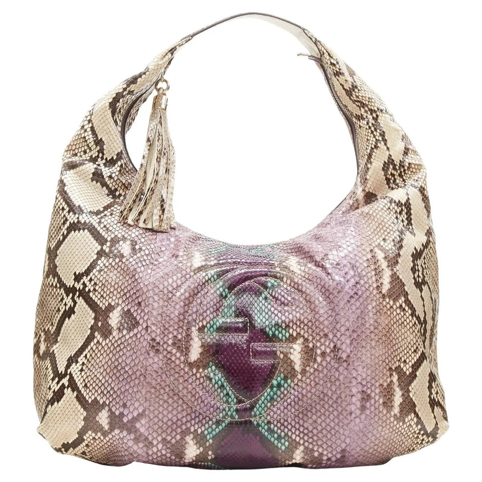 Gucci GRAPE MULTICOLOR PYTHON SOHO SHOULDER BAG