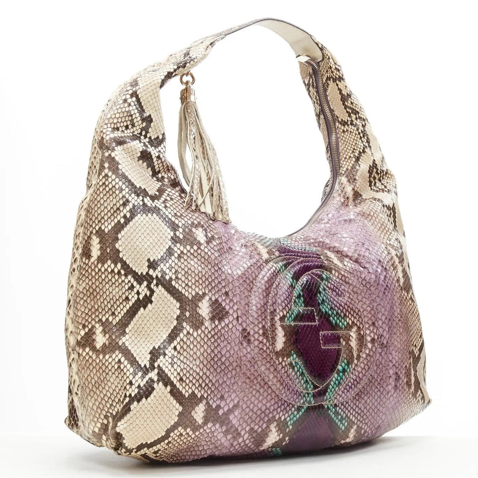 Gucci GRAPE MULTICOLOR PYTHON SOHO SHOULDER BAG