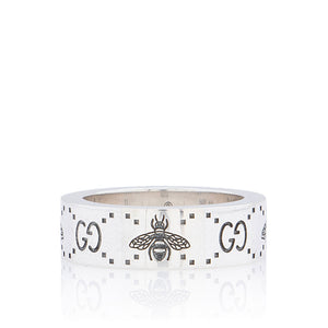 Gucci Sterling Silver GG Bee Ring - Size 5 3/4