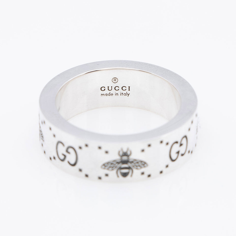 Gucci Sterling Silver GG Bee Ring - Size 5 3/4