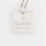 Gucci Sterling Silver Square Logo Pendant Necklace