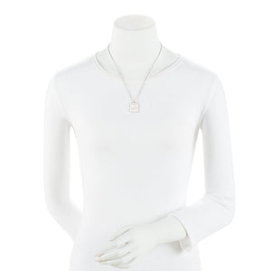 Gucci Sterling Silver Square Logo Pendant Necklace