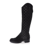Gucci GG Suede Leather Knee High Riding Boots