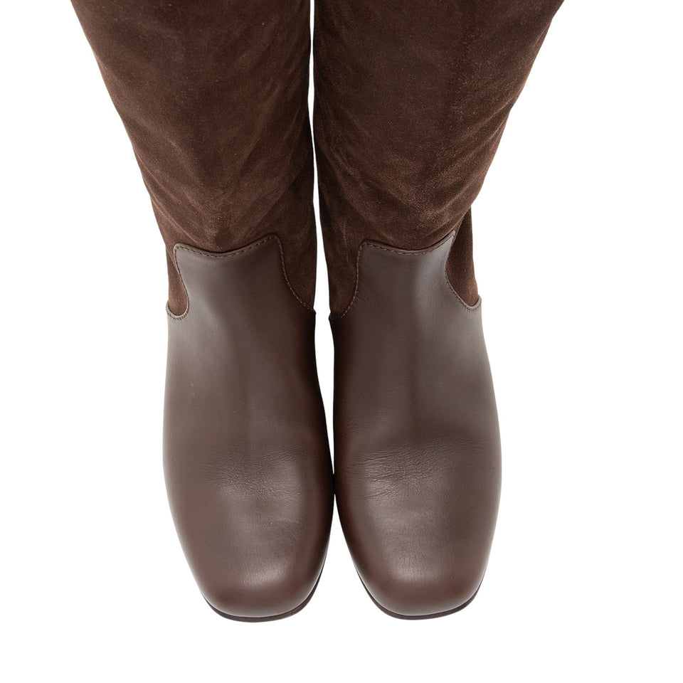 Gucci Suede Leather Bamboo Heel Knee High Boots - Size 6 / 36