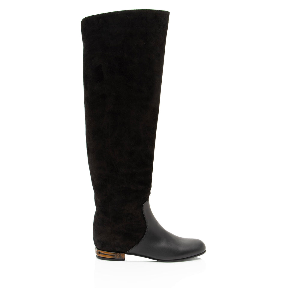 Gucci Suede Leather Bamboo Heel Knee High Boots - Size 6 / 36