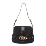 Gucci Suede Wave Flap Bag Black