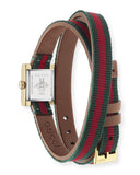 Gucci Swiss G Frame Green-Red-Green Web Double Wrap Nylon Strap Watch