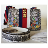 Gucci SYLVIE FLORAL PYTHON SHOULDER BAG-HS