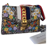 Gucci SYLVIE FLORAL PYTHON SHOULDER BAG-HS