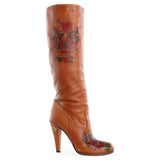Gucci TAN LEATHER TATTOO ROSE TALL BOOTS