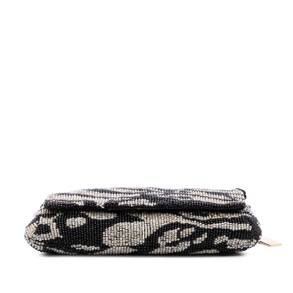 Gucci Tom Ford Zebra Beaded Satin Shoulder Bag
