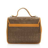 Gucci Vintage Jacquard Logo Leather Turnlock Top Handle