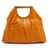 Gucci Vintage Leather Bamboo Studded Hobo