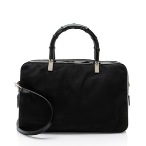 Gucci Vintage Nylon Bamboo Satchel