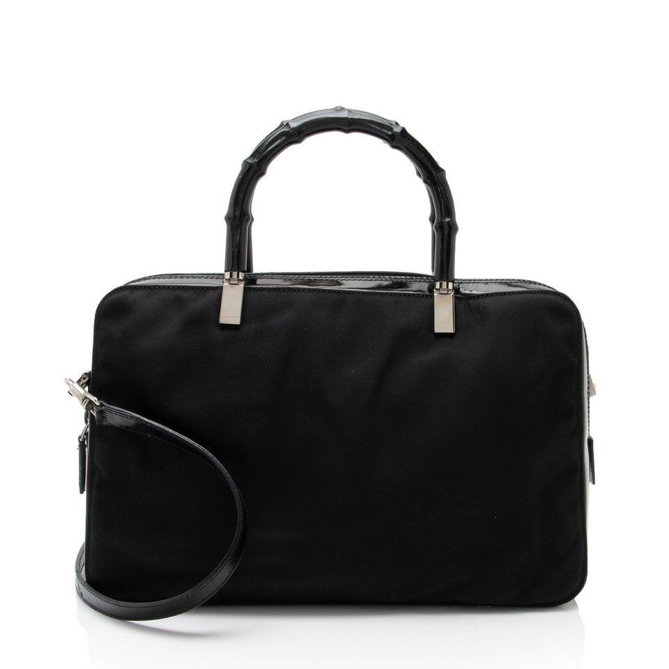 Gucci Vintage Nylon Bamboo Satchel
