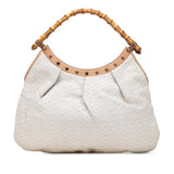 Gucci Woven Leather Bamboo Studded Hobo
