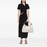 Gucci Woven Leather Bamboo Studded Hobo