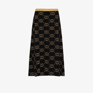 Gucci GG Jacquard LamÃ© Wool Skirt