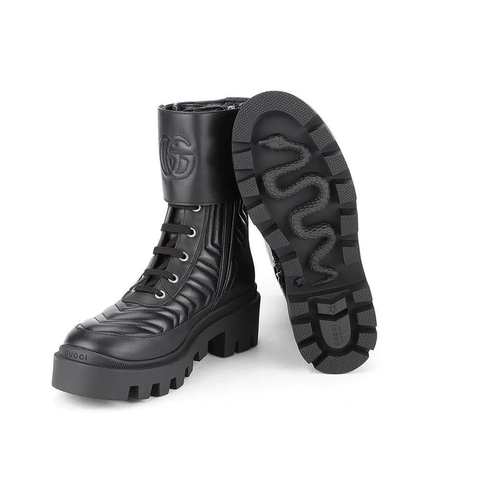 Gucci GG FRANCES MATELASSE PLATFORM COMBAT BOOTS