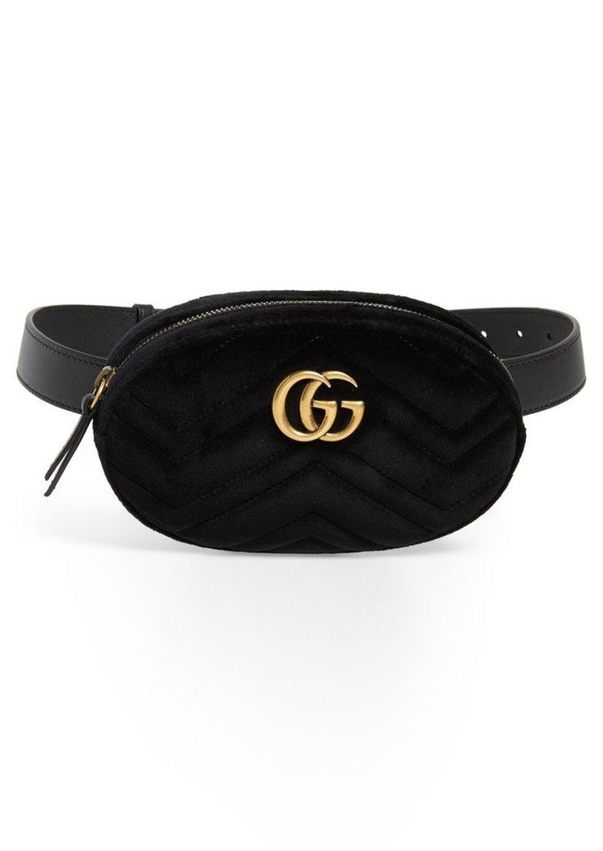 Gucci VELVET MATELASSE GG MARMONT BELT BAG