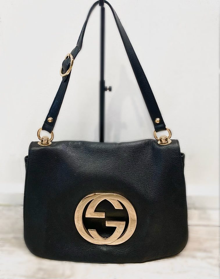 Gucci BLONDIE LEATHER FLAP SHOULDER BAG