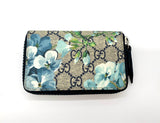 Gucci GG SUPREME BLOOMS ZIP AROUND CARD CASE