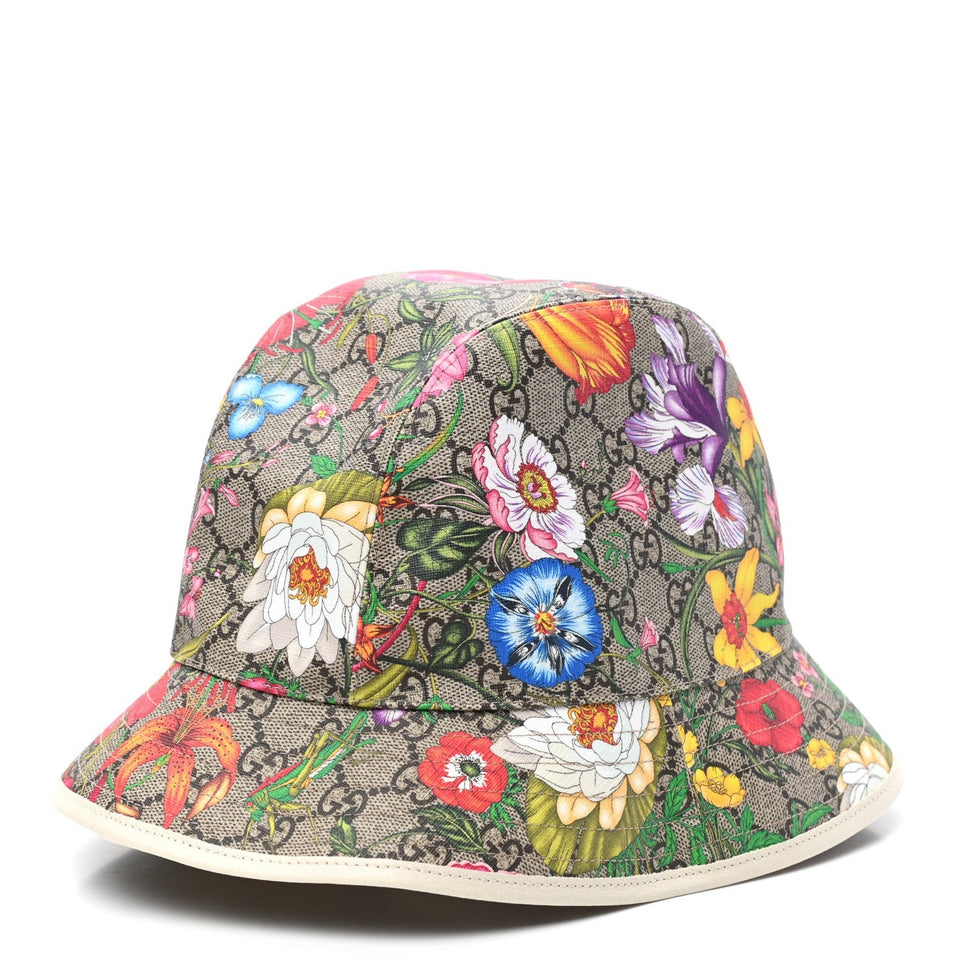 Gucci GG SUPREME MONOGRAM FLORA FEDORA HAT