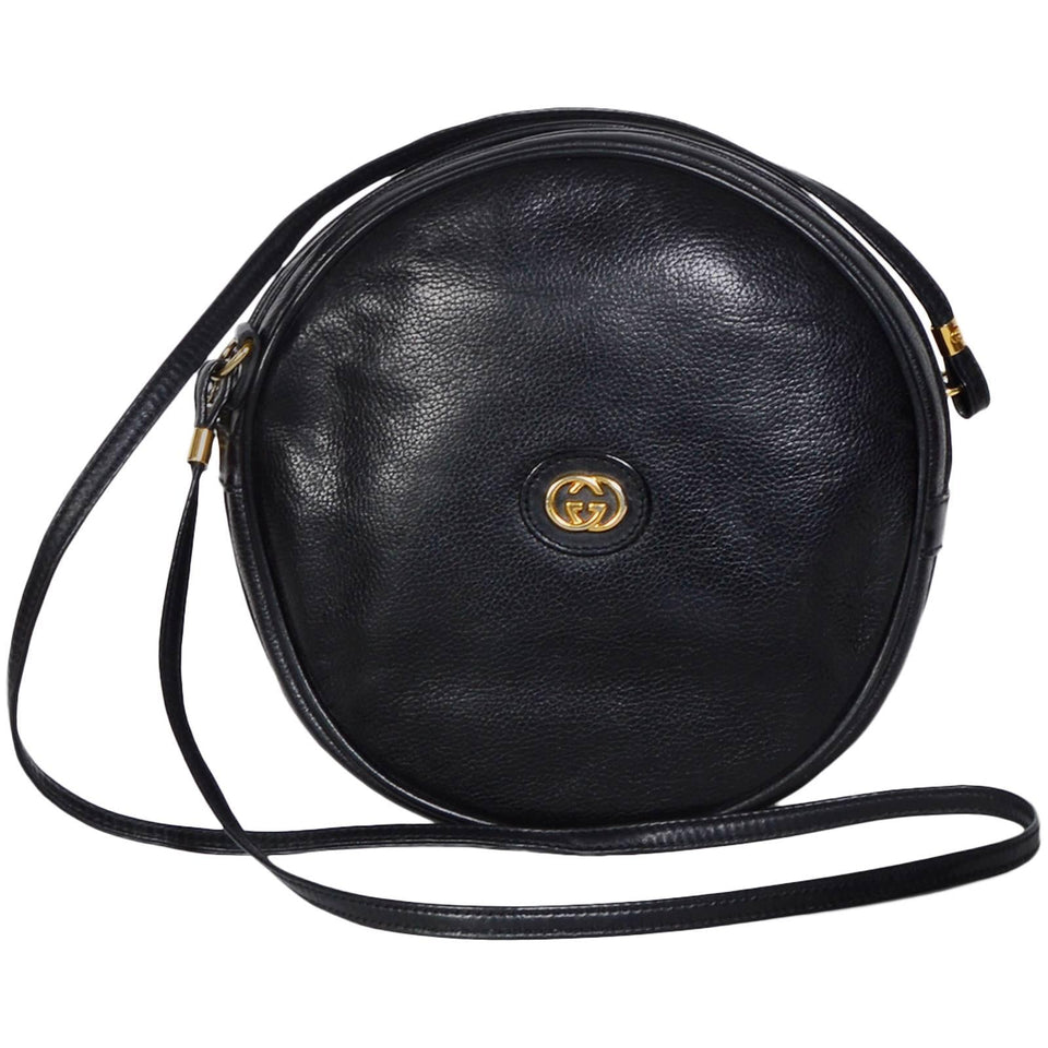 Gucci VINTAGE ROUND CANTEEN-STYLE LEATHER BAG