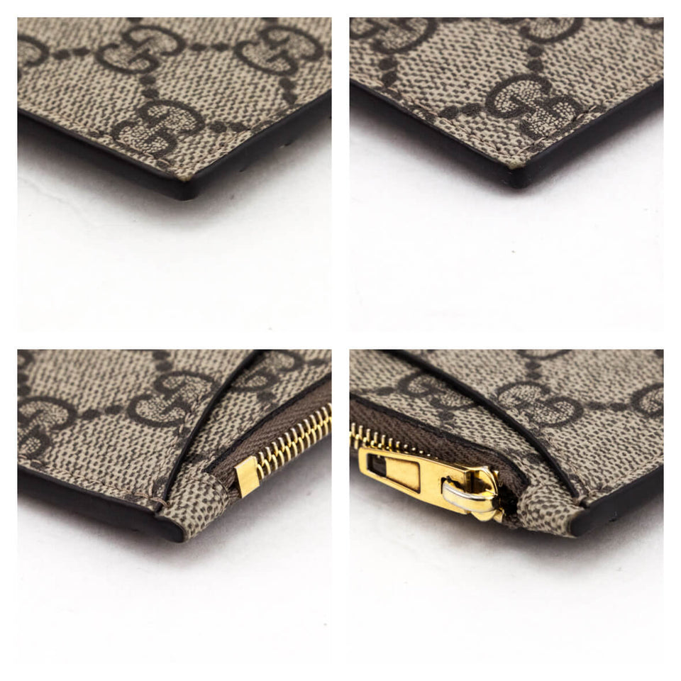 Gucci x Luxury Balenciaga Trending 2025 Beige GG Supreme Monogram Zip Card Case