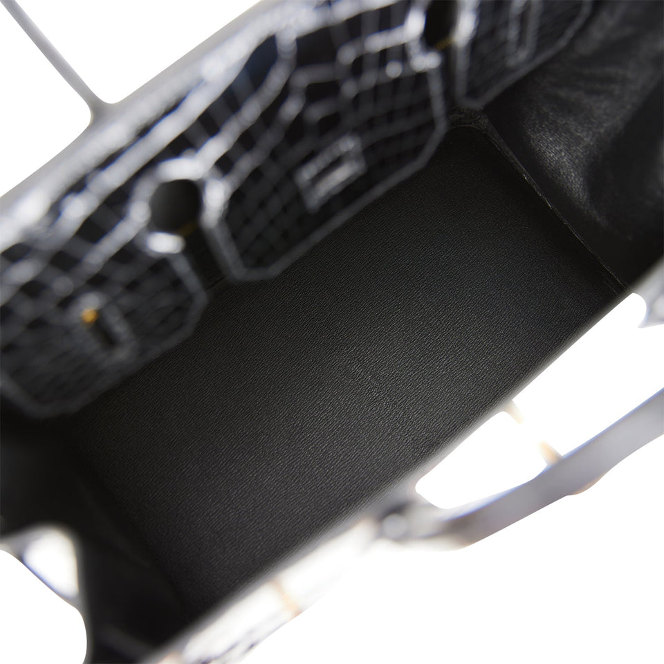 Hermes Birkin 30 Black Shiny Niloticus Crocodile Gold Hardware