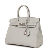 Hermes Birkin 30 Gris Perle Verso Chevre Brushed Palladium Hardware
