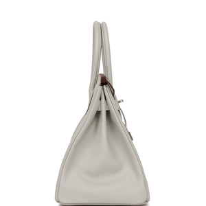 Hermes Birkin 30 Gris Perle Verso Chevre Brushed Palladium Hardware