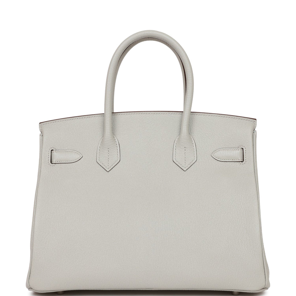 Hermes Birkin 30 Gris Perle Verso Chevre Brushed Palladium Hardware