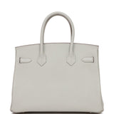 Hermes Birkin 30 Gris Perle Verso Chevre Brushed Palladium Hardware