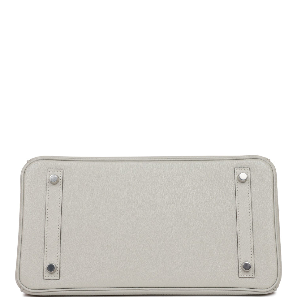 Hermes Birkin 30 Gris Perle Verso Chevre Brushed Palladium Hardware