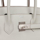 Hermes Birkin 30 Gris Perle Verso Chevre Brushed Palladium Hardware